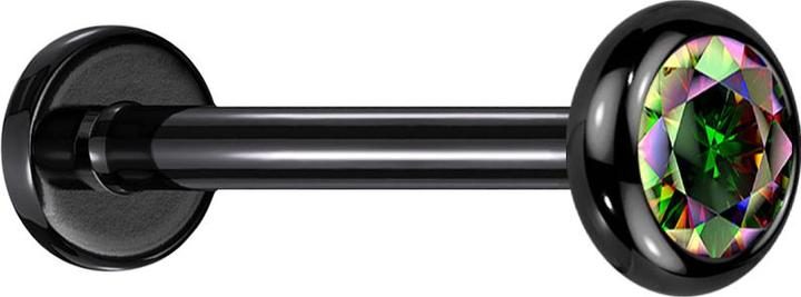 Produktbild Star Piercing Micro Labret Innengewinde schwarz Scheibe abgerundet schwarz Kristall dunkel multicolor (Titan, ohne Messing)