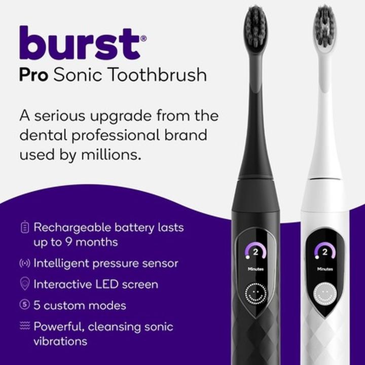 Actual product image Hairburst Burst Pro Sonic Advanced Electric Toothbrush for Adults Black with Soft Bristles (Sonic toothbrush)