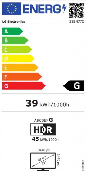 Energy Label LG 35BN77C-B (3440 x 1440 pixels, 35")