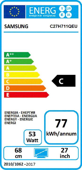Energie-Label Samsung C27h711 (2560 x 1440 Pixel, 27")