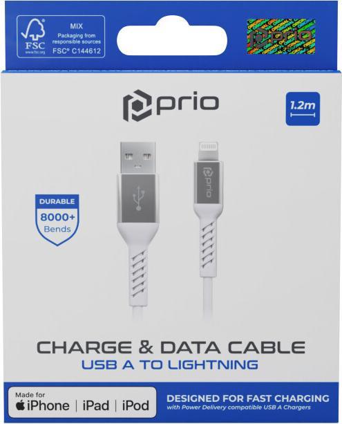 Energie-Label prio Charge & Sync USB A to Lightning Cable MFi certified 1.2m white (1.20 m)