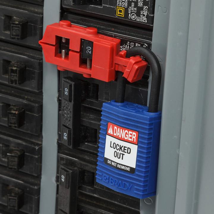 Immagine prodotto Brady Safekey Lucchetto di sicurezza compatto in nylon con grillo in nylon, blu, altezza grillo 25 mm