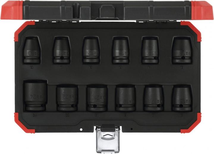 Produktbild Gedore Red red R63003012 Kraftschrauber-Steckschlüssel-Satz 1/2 12-teilig (19 mm, 12 mm, 24 mm, 14 mm, 22 mm, 16 mm, 23 mm, 10  mm, 21 mm, 18 mm, 17 mm, 11 mm, 15 mm, 13 mm, 20 mm)