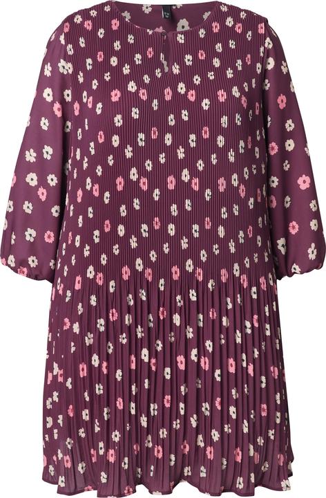 Produktbild Ulla Popken Plisseekleid, Blüten, doppellagig, Rundhals, 3/4-Arm (54)
