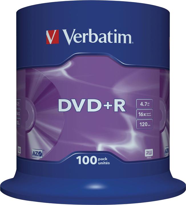 Produktbild Verbatim DVD+R Matt Silver, 4.7GB, 16x, 100er Spindel (100 x)