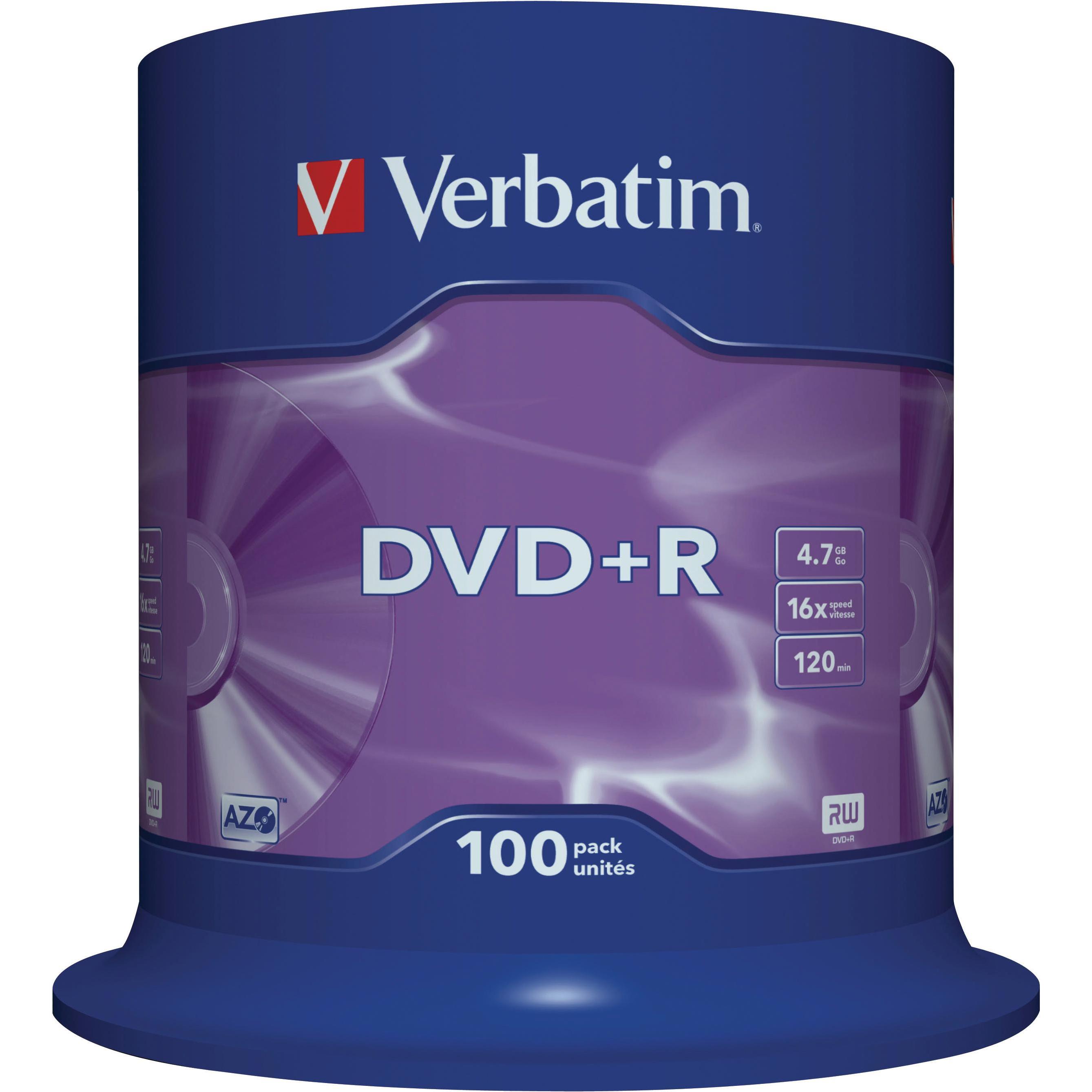 Verbatim DVD+R Matt Silver, 4.7GB, 16x, 100 spindle (100 x), Disco ottico
