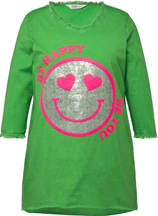 Produktbild Angel of Style T-Shirt, A-Linie, Pailletten-Smiley, V-Ausschnitt, 3/4-Ärmel (54)