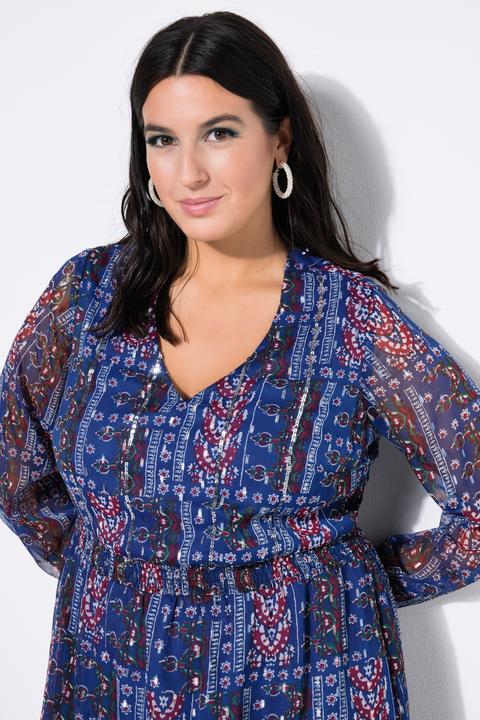 Produktbild Studio Untold Chiffon-Midikleid, Patchprint mit Glitzer, Saumvolant (54, 56)