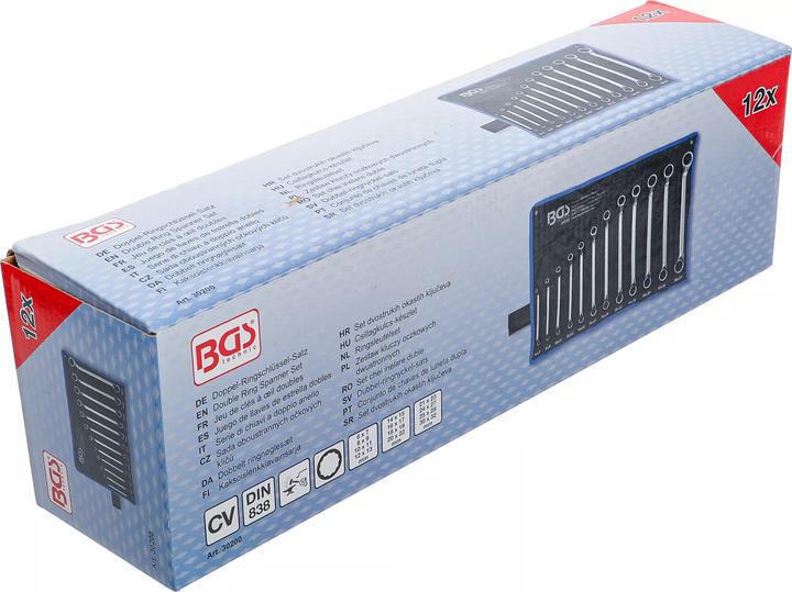 Produktbild BGS Doppel-Ringschlüssel-Satz tief gekröpft SW 6 - 32 mm 12-tlg. (32 mm, 19 mm, 6 mm, 12 mm, 24 mm, 14 mm, 22 mm, 16 mm, 23 mm, 10  mm, 21 mm, 18 mm, 27 mm, 7 mm, 31 mm, 17 mm, 11 mm, 15 mm, 26 mm, 30 mm, 8 mm, 28 mm, 9 mm, 29 mm, 13 mm, 20 mm, 25 mm)
