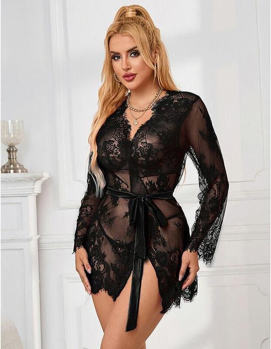 Produktbild Subblime 953751 SPITZEN-NACHTHEMD + TANGA SCHWARZ S/M (M, S)