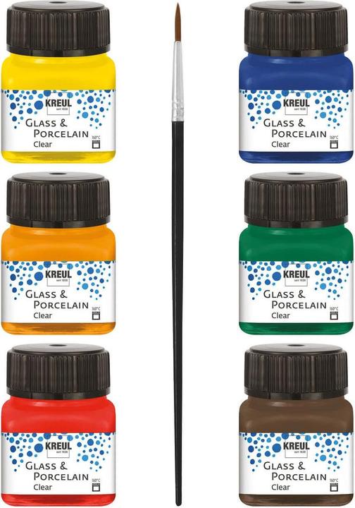 Image du produit Kreul Verre et porcelaine Clear-Set (Vert foncé, Rouge cerise, Jaune soleil, Brun espresso, Bleu foncé, Orange, 120 ml)