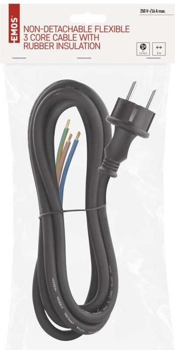 Actual product image Emos Power Cord Rubber 3x 2,5mm2, 3m, black (3 m)