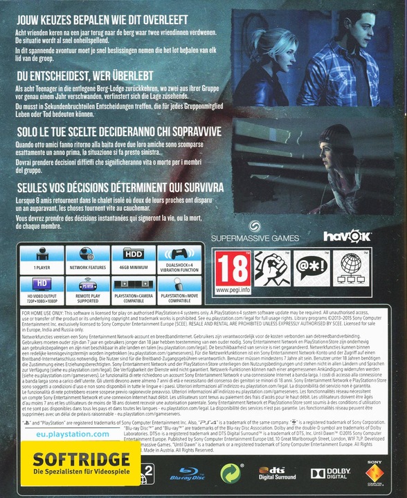 Produktbild Sony Until Dawn (PS4, Multilingual)