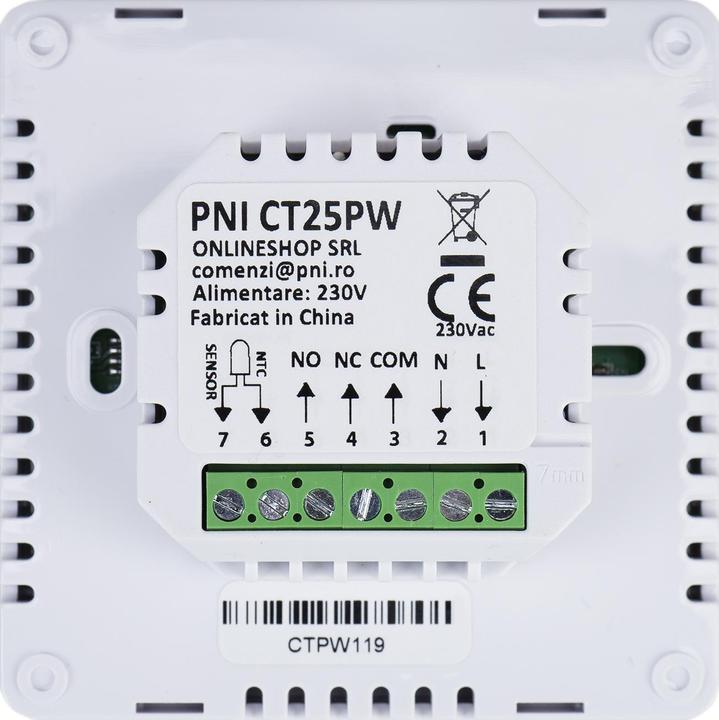 Actual product image PNI Built-in intelligent thermostat CT25PW WiFi, internet control, underfloor water heating, Akto