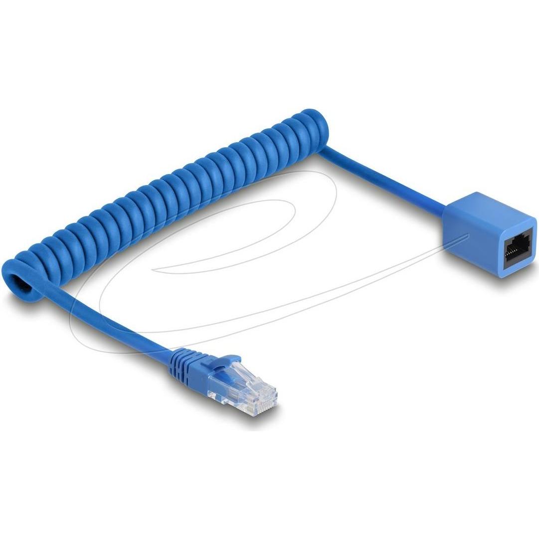 Delock RJ45 Spiralkabel Stecker zu Buchse Cat.6 UTP 0,45 m b (UTP, CAT6, 0.45 m), Cavo di rete
