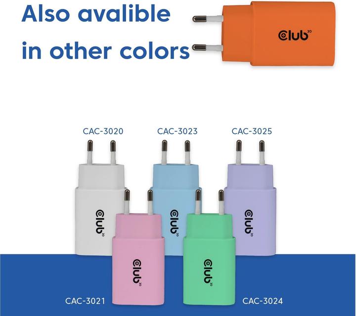 Image du produit Club 3D Club3D Lifestyle Ladegerät USB-C 30Watt, 2Stk orange retail (30 W)