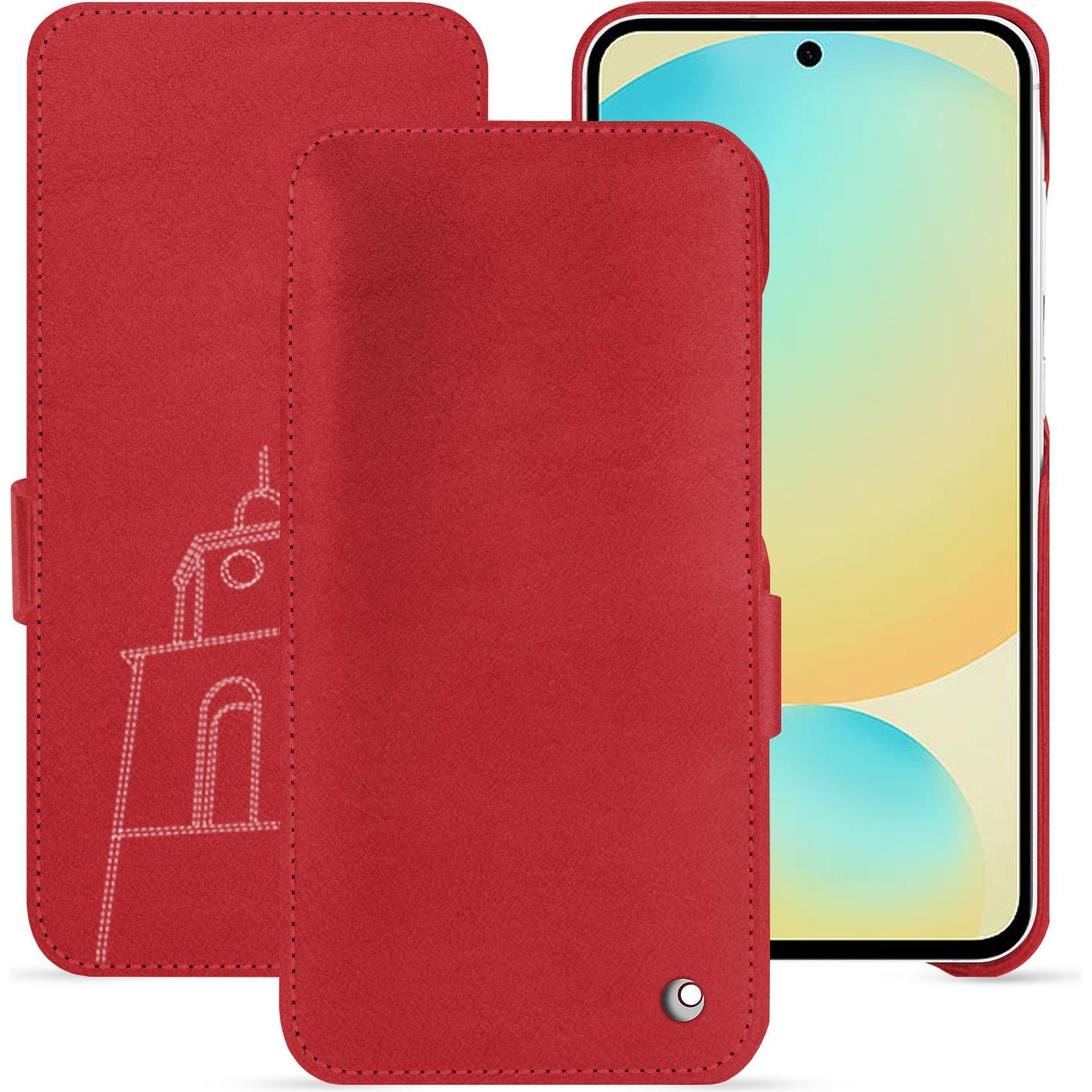 Noreve Lederschutzhülle horizontal (Samsung Galaxy S24 FE), Smartphone Hülle, Rot