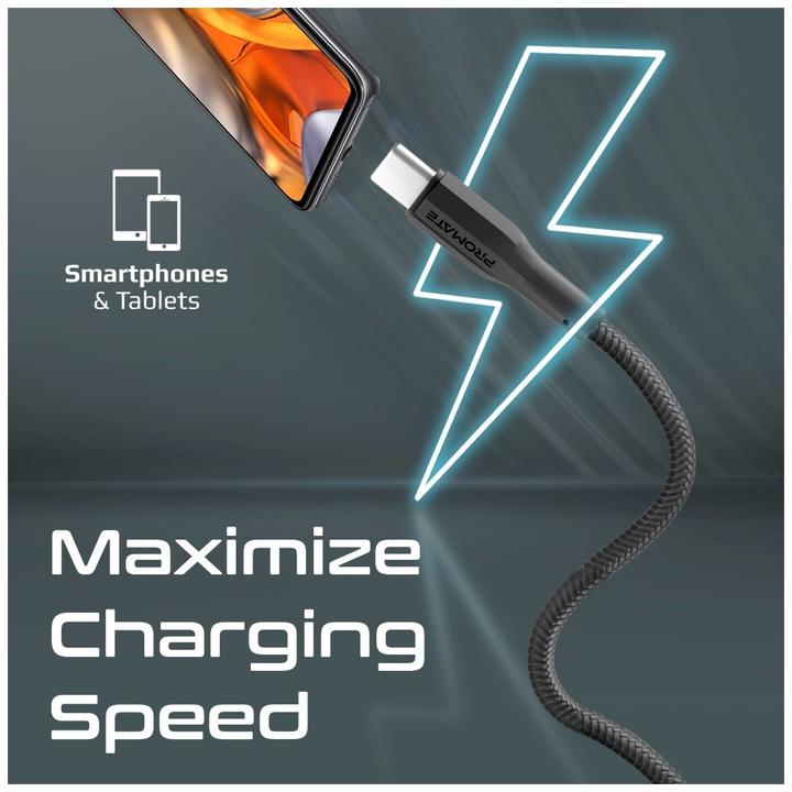 Image du produit ProMate xCord-AC200 Black USB-A-USB-C Kabel (2 m, USB 2.0)