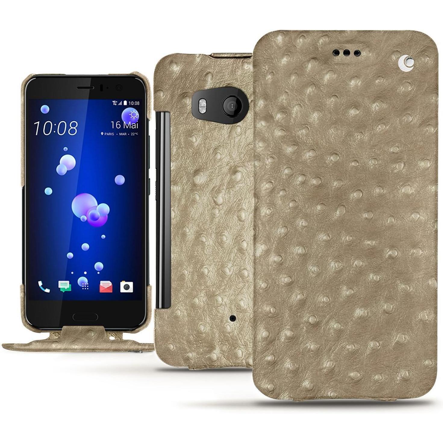 Noreve Lederschutzhülle vertikal (HTC U11), Smartphone Hülle, Beige
