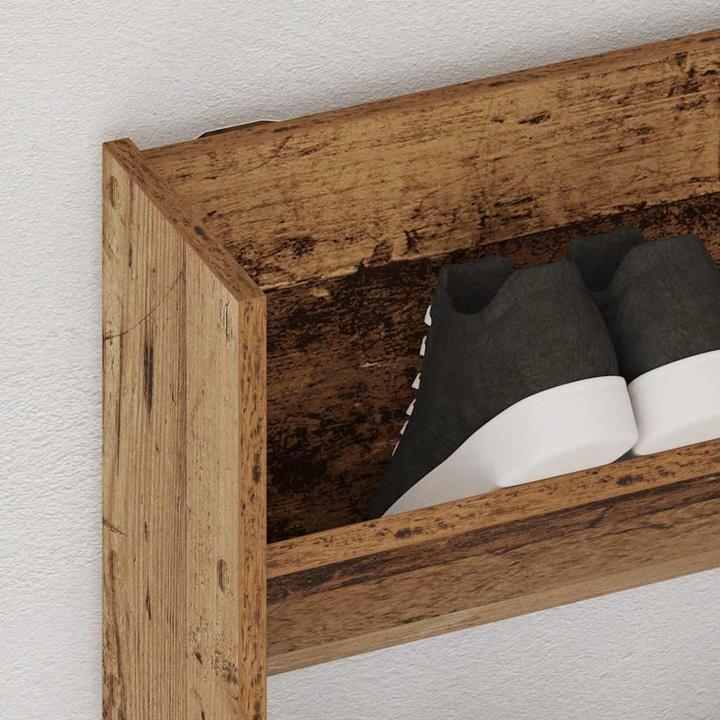 Actual product image vidaXL Schuhregal Wandmontage Altholz-Optik 80x18x90 cm Holzwerkstoff (80 x 18 x 90 cm)
