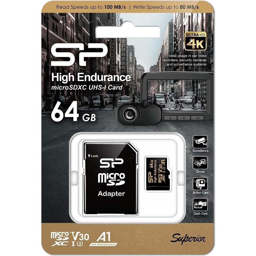 Thumbnail - Silicon Power 64Go MicroSD Card Golden (64 GB, microSDXC, U3, UHS-I), Speicherkarte, Schwarz
