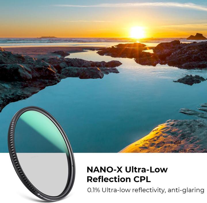 Image du produit K&F Concept 82MM Ultra Low Refl. CPL Filter Super Slim Green Coated, HD, Waterproof, AntiScratch (Nano-X Series) (82 mm)