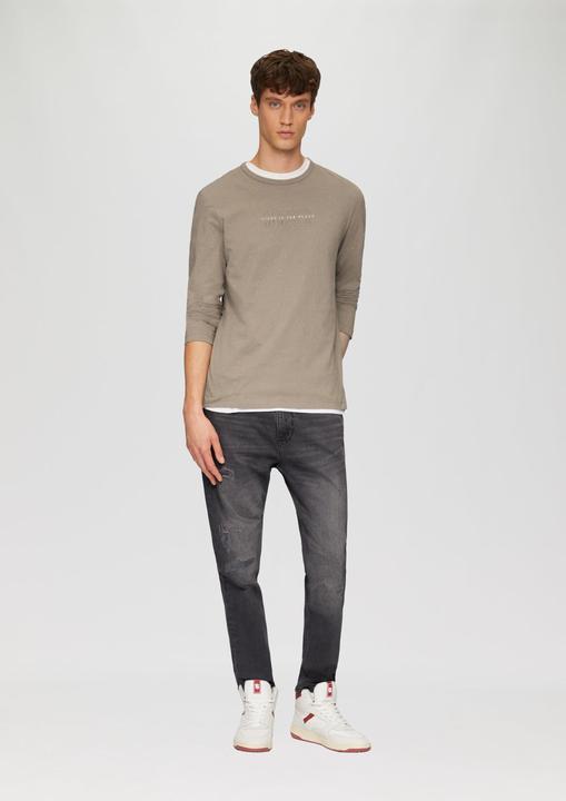 Produktbild S.Oliver T-Shirt Meliertes Longsleeve aus Jersey mit Logo-Print (XXL)