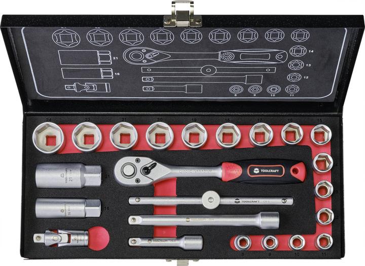 Actual product image Toolcraft Socket spanner set 10 mm (3/8") 23pcs (16 mm, 21 mm, 24 mm, 8 mm)