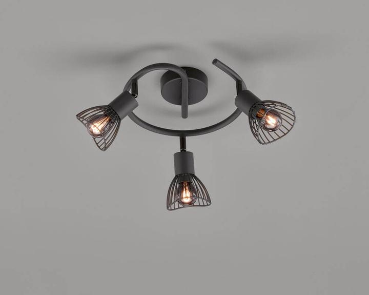 Image du produit FHL easy FHL Jess plafonnier forme ronde, 3 spots de plafond 3x E14 noir sable (E14)