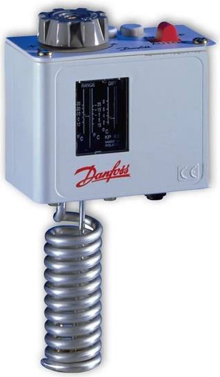 Produktbild Danfoss KP62 termostat - -30-15 gr, Auto, SPDT, Rumføler, 40x30 mm, IP30