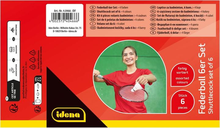 Actual product image Idena Shuttlecocks assorted colours set of 6
