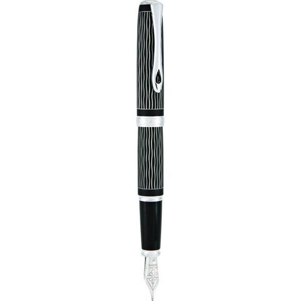 Diplomat, Schreibstifte, Füllhalter Excellence A plus Wave guillochiert lapis schwarz M (Schwarz/Silber, 1 x)
