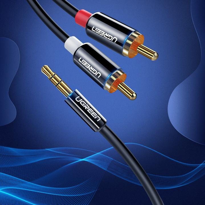 Productafbeelding Ugreen audiokabel 3,5 mm mini-jack - 2RCA 3m zwart (10590) (3 m, 3,5 mm aansluiting (AUX))