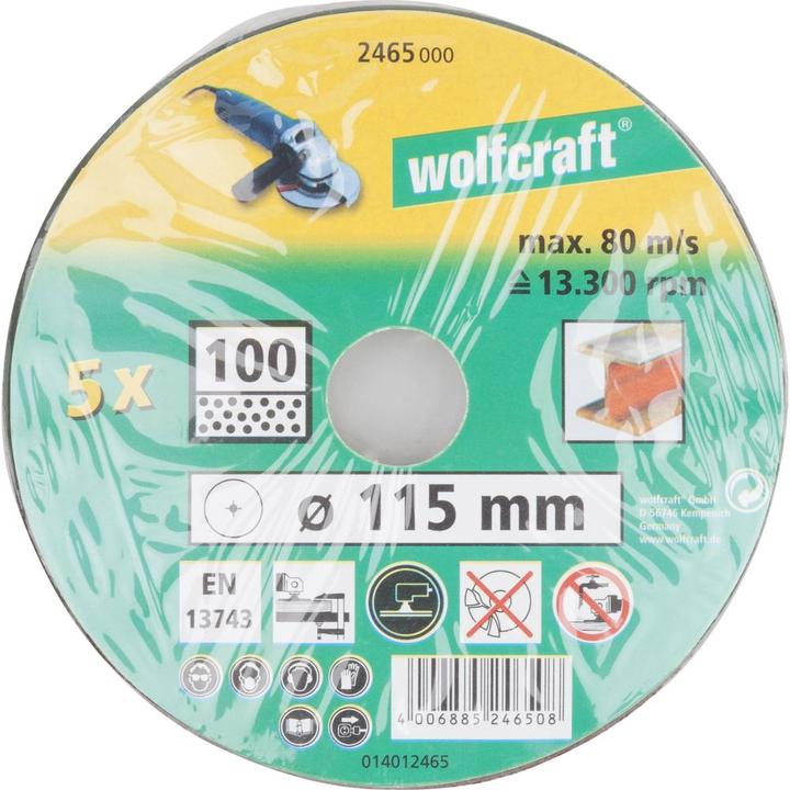 Actual product image wolfcraft 5 fibre discs WS K40 ø115mm (40)