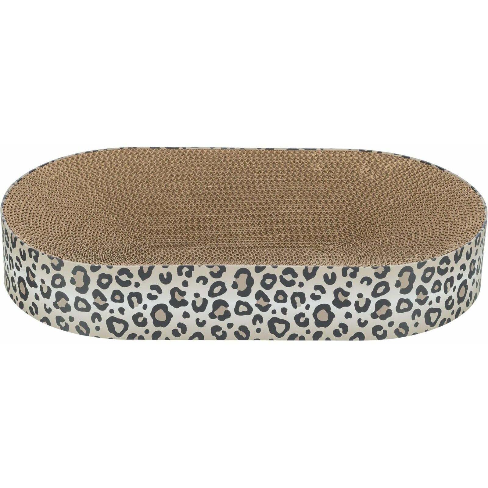 Meilleurs prix pour Grattoir-Lit Ovale Trixie Leo 63 X 10 X 35 Cm Crème Imprimé Léopard Avec Herbe À Chat