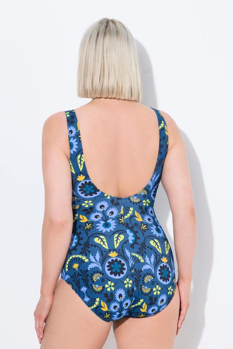 Image du produit Ulla Popken Maillot de bain sans bonnets souples, motif à fleurs et décolleté rond (54)