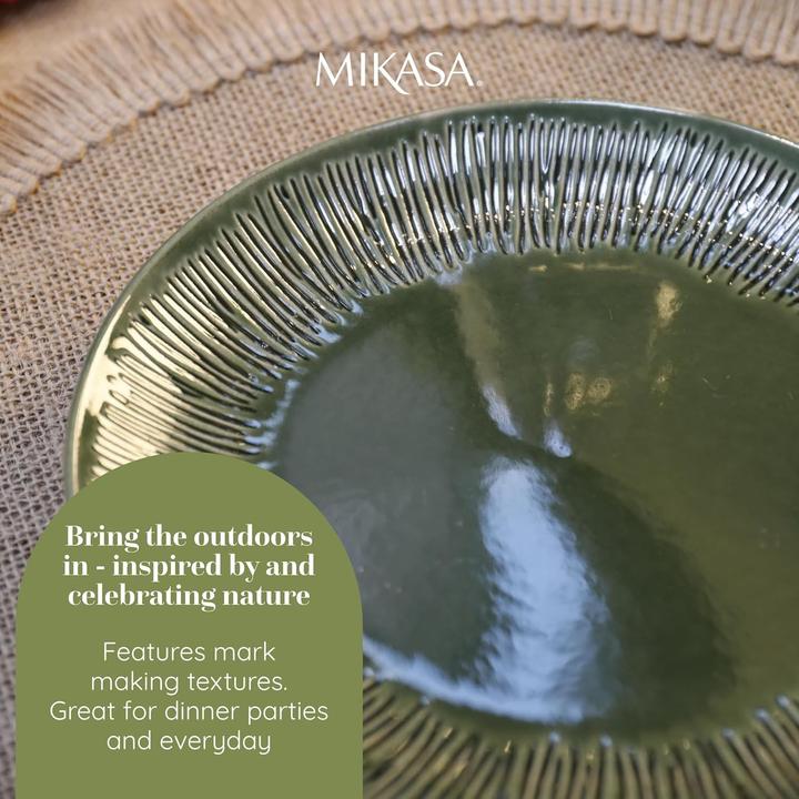 Actual product image Mikasa Jardin 12-Piece Stoneware Dinner Set, Green (12 pcs.)