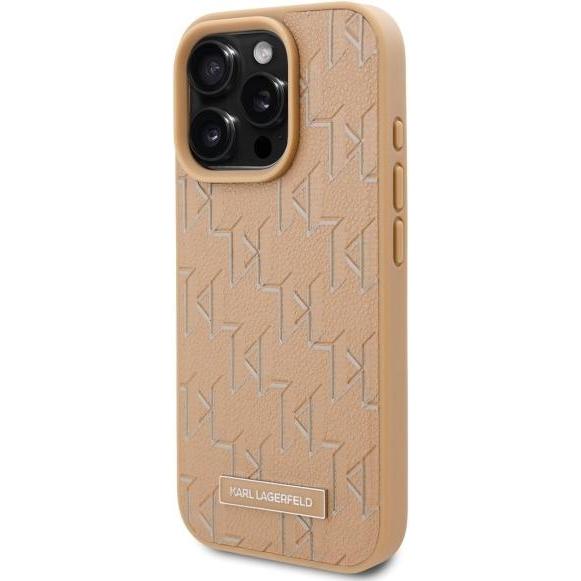Thumbnail - Karl Lagerfeld KLHMP16LPKHPORPE iPhone 16 Pro 6.3" hardcase beżowy/beige Leather Monogram Metal Logo (Apple iPhone 16 Pr...