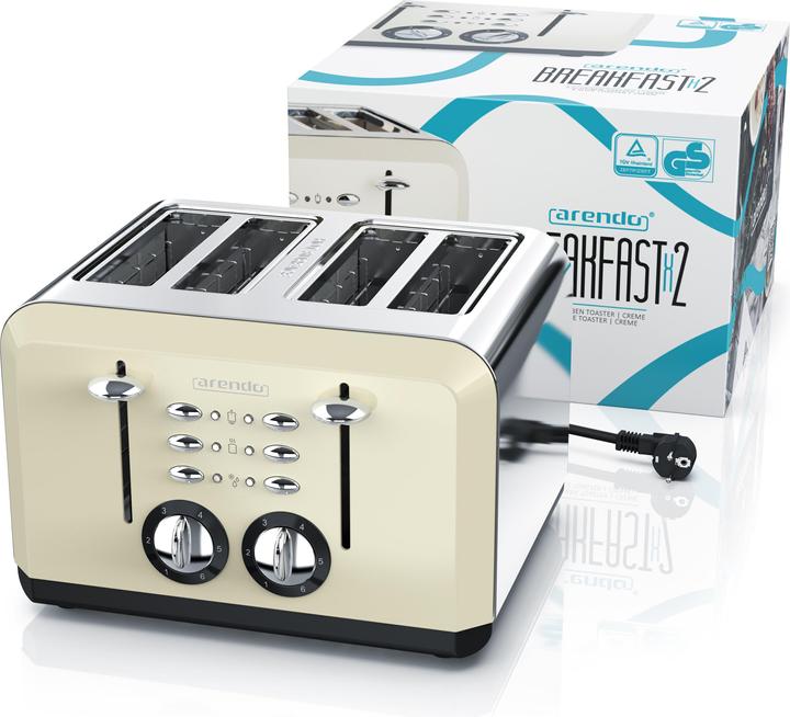 Image du produit Arendo Grille-pain en acier inoxydable 4 tranches, automatique, acier inoxydable, double paroi