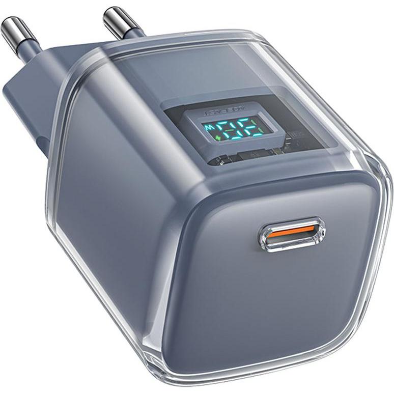 Acefast Wall charger A53 Sparkling series PD 30W GaN (grey) (30 W), USB Ladegerät, Grau