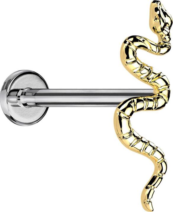 Image du produit Star Piercing Micro Threadless Labret argenté serpent doré (sans laiton, Titane)