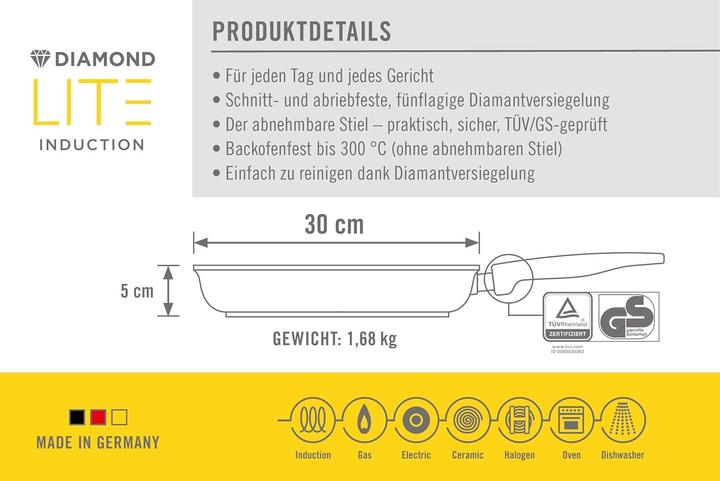 Image du produit Woll 1530DPI Poêle à frire Diamond Lite, fonte d'aluminium, 30cm, induction (Poêle à frire, Fonte d'aluminium, 30 x 5 cm)
