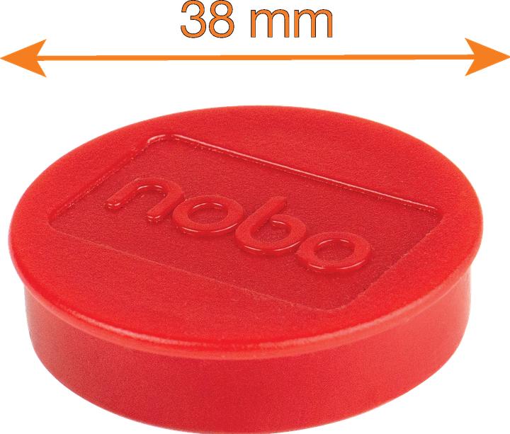 Actual product image Nobo Magnet round 38mm 1915307 red 10 pieces (10 x)