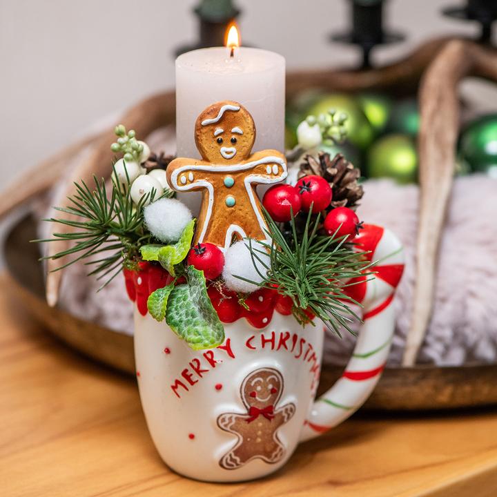 Produktbild Viana tasse Merry Christmas mit Lebkuchenmann und Zuckerstangenhenkel (1 x)