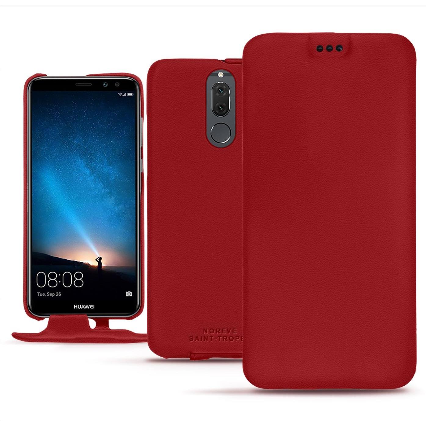 Noreve Lederschutzhülle vertikal (Huawei Mate 10 Lite), Smartphone Hülle, Rot