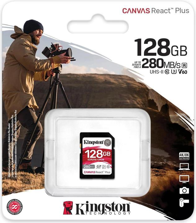 Productafbeelding Kingston Canvas React Plus (128 GB, SDXC, U3, UHS-II)