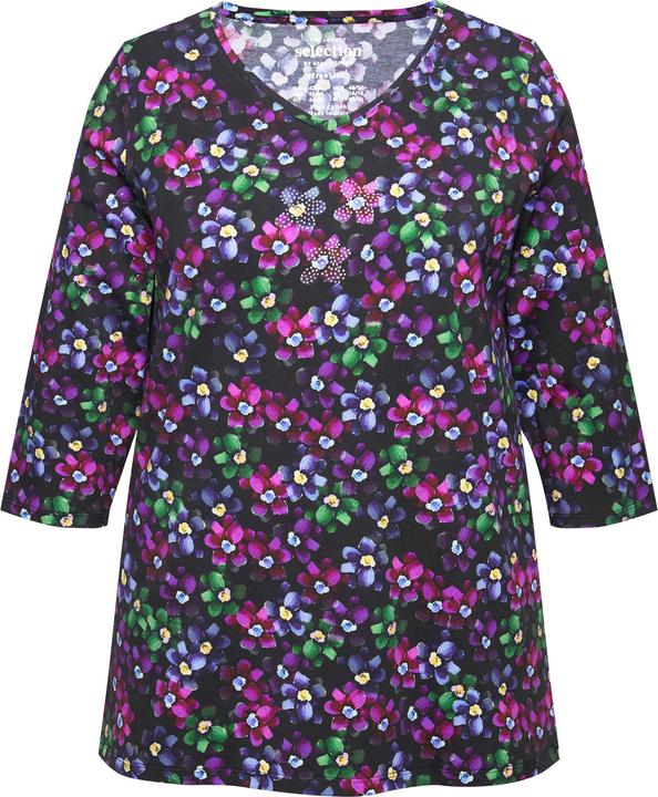Produktbild Ulla Popken Shirt, Pima Cotton, A-Linie, V-Ausschnitt, 3/4-Arm (56)