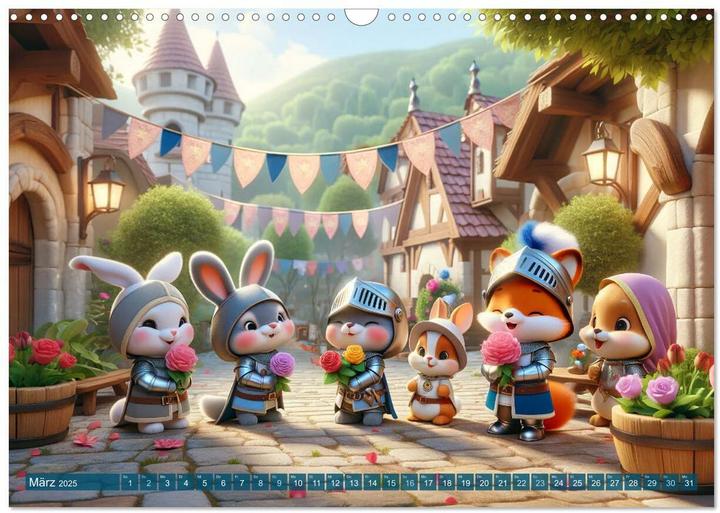 Image du produit Ritterliche Tierfreunde: Ein Jahr voller Spannung und Humor (Wandkalender 2025 DIN A3 quer), CA (A3)