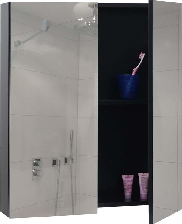 Image du produit Mendler Armoire de toilette HWC-B19b, haute brillance 70x60x16cm, noir (70 x 60 x 16 cm)