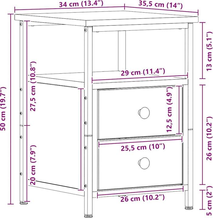 Actual product image vidaXL Bedside table (34 x 35.5 x 50 cm)